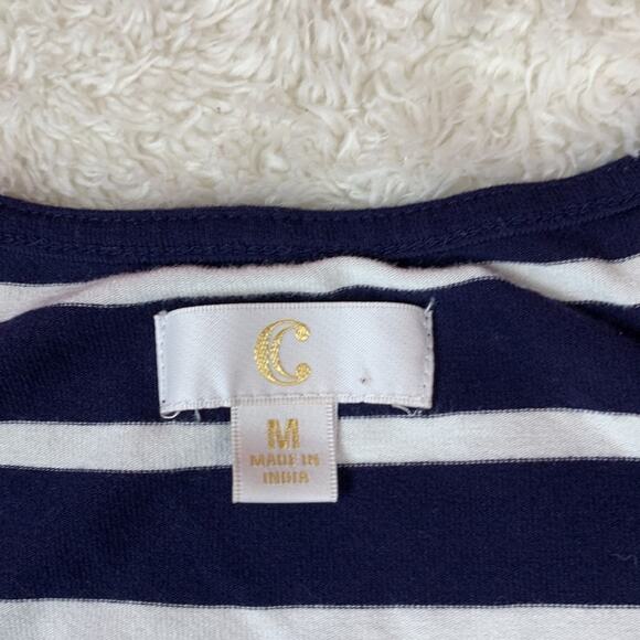 Charming Charlie navy and white striped sleeveless skater dress, size med - Picture 7 of 9